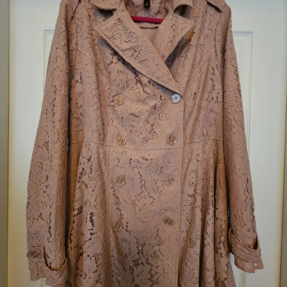 Torrid Pink Lace Pea Coat - Picture 4 of 16